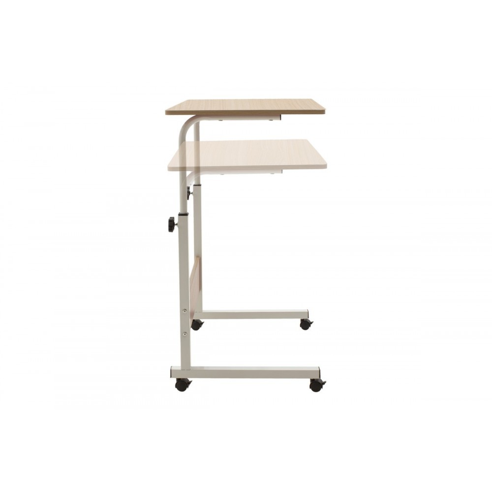 Γραφείο "Piper"με αυξομείωση ύψους από MDF-μέταλλο σε φυσικό-λευκό χρώμα 60x40x69/90