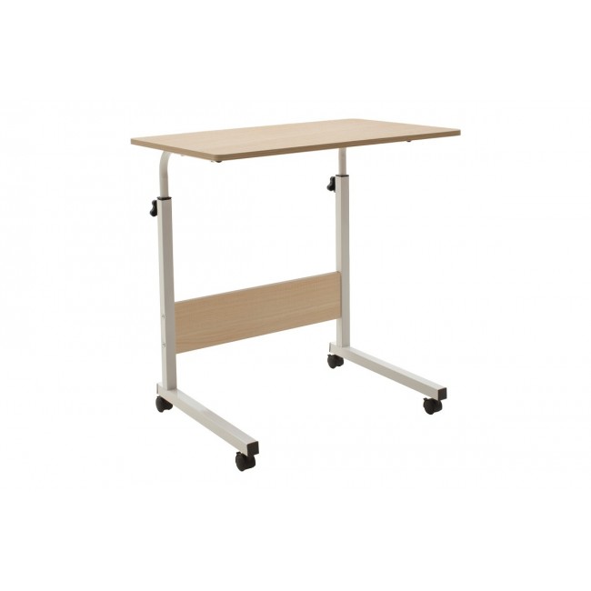 Γραφείο "Piper"με αυξομείωση ύψους από MDF-μέταλλο σε φυσικό-λευκό χρώμα 60x40x69/90