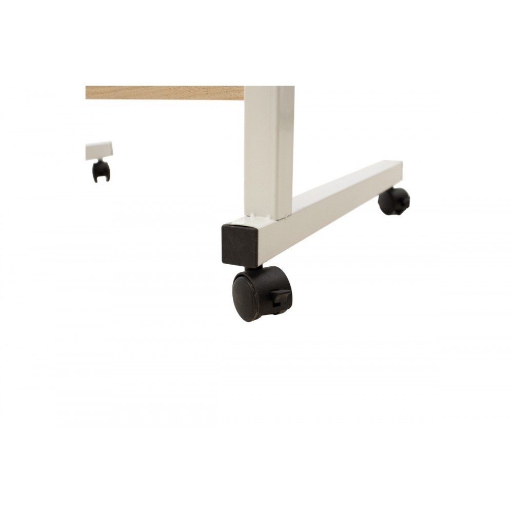 Γραφείο "Piper"με αυξομείωση ύψους από MDF-μέταλλο σε φυσικό-λευκό χρώμα 60x40x69/90