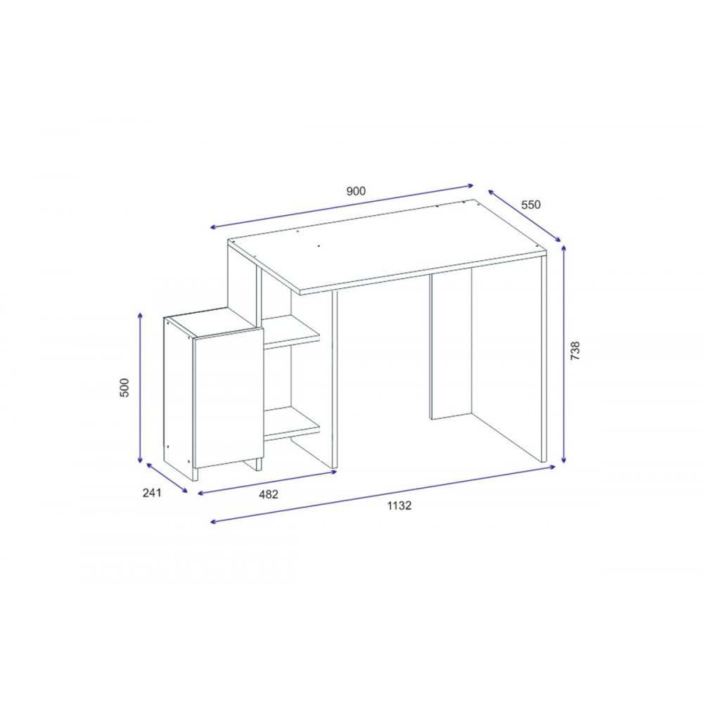 Γραφείο με ραφιέρα "KELY" σε λευκό-φυσικό χρώμα 113x55x74