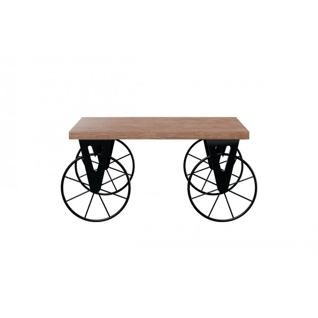 Τραπέζι σαλονιού "BIKE" από μελαμίνη-μέταλλο σε καρυδί-μαύρο χρώμα 85x55x41