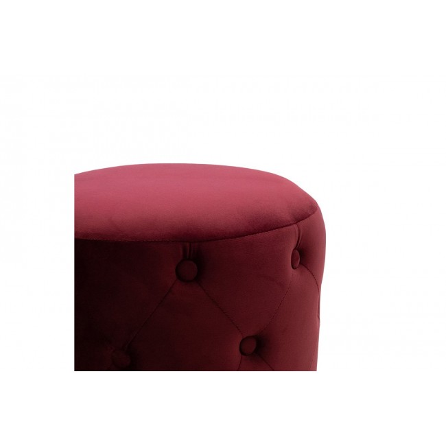 Σκαμπώ "CORA" από βελούδο σε μπορντώ-χρυσό χρώμα Φ40x42