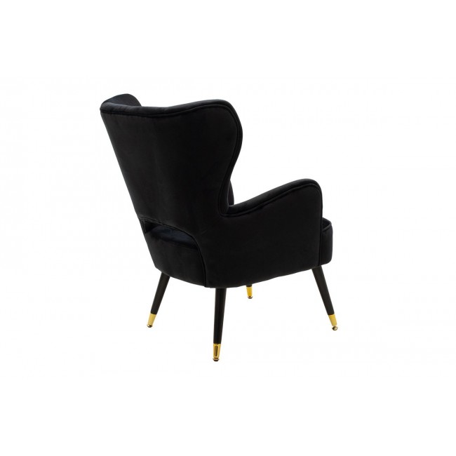 Πολυθρόνα σαλονιού "LARK" από βελούδο σε μαύρο χρώμα 65x74x90