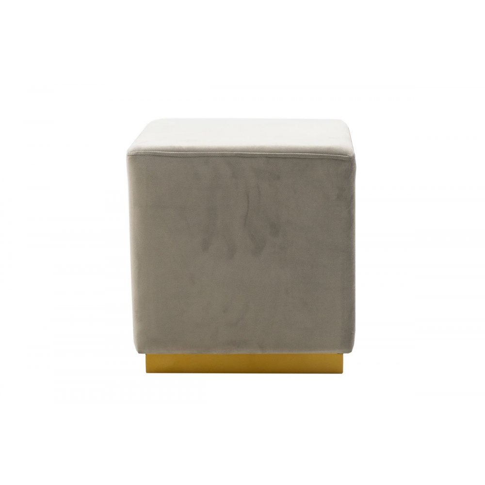 Σκαμπό "PYRA" από βελούδο-μέταλλο σε γκρι-χρυσό χρώμα 39x39x41