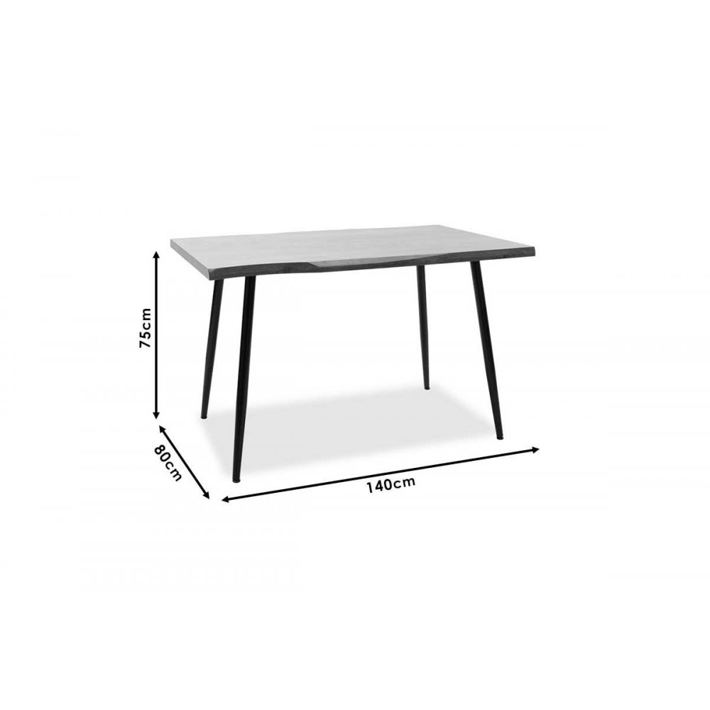 Τραπέζι "NEVE" από MDF-μέταλλο σε καρυδί-μαύρο χρώμα 140x80x75