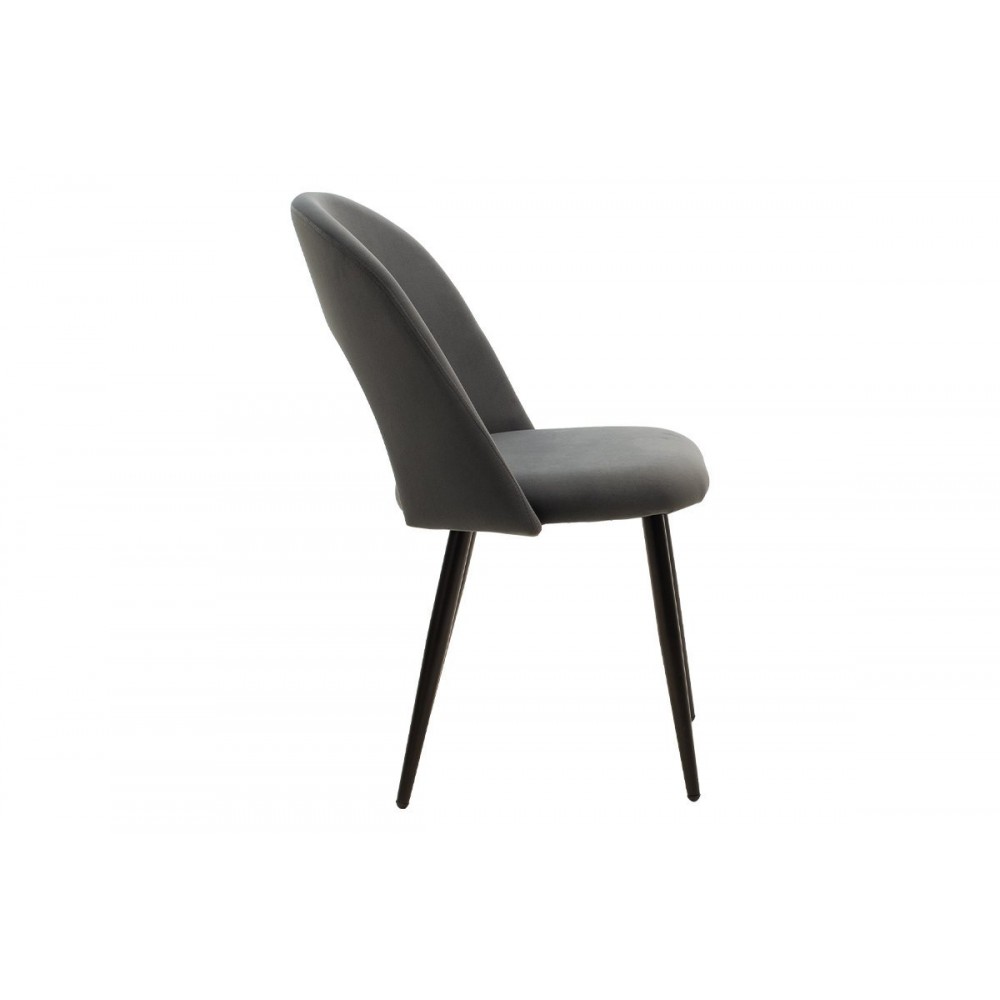 Καρέκλα "JONAH" από μέταλλο-βελούδο σε μαύρο-ανθρακί χρώμα 55x57x85