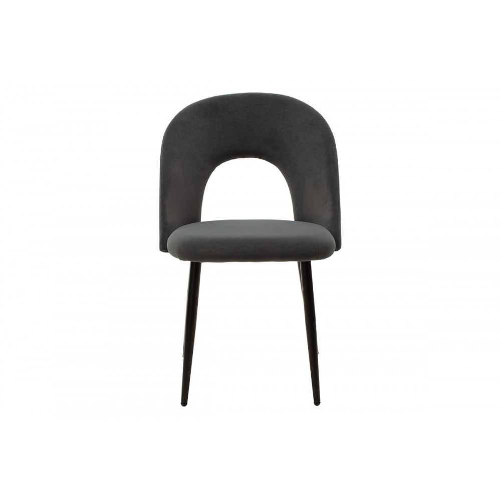 Καρέκλα "JONAH" από μέταλλο-βελούδο σε μαύρο-ανθρακί χρώμα 55x57x85