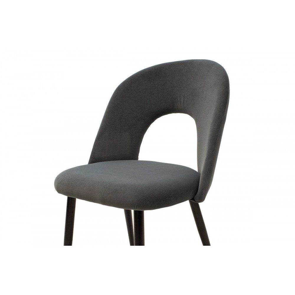 Καρέκλα "JONAH" από μέταλλο-βελούδο σε μαύρο-ανθρακί χρώμα 55x57x85