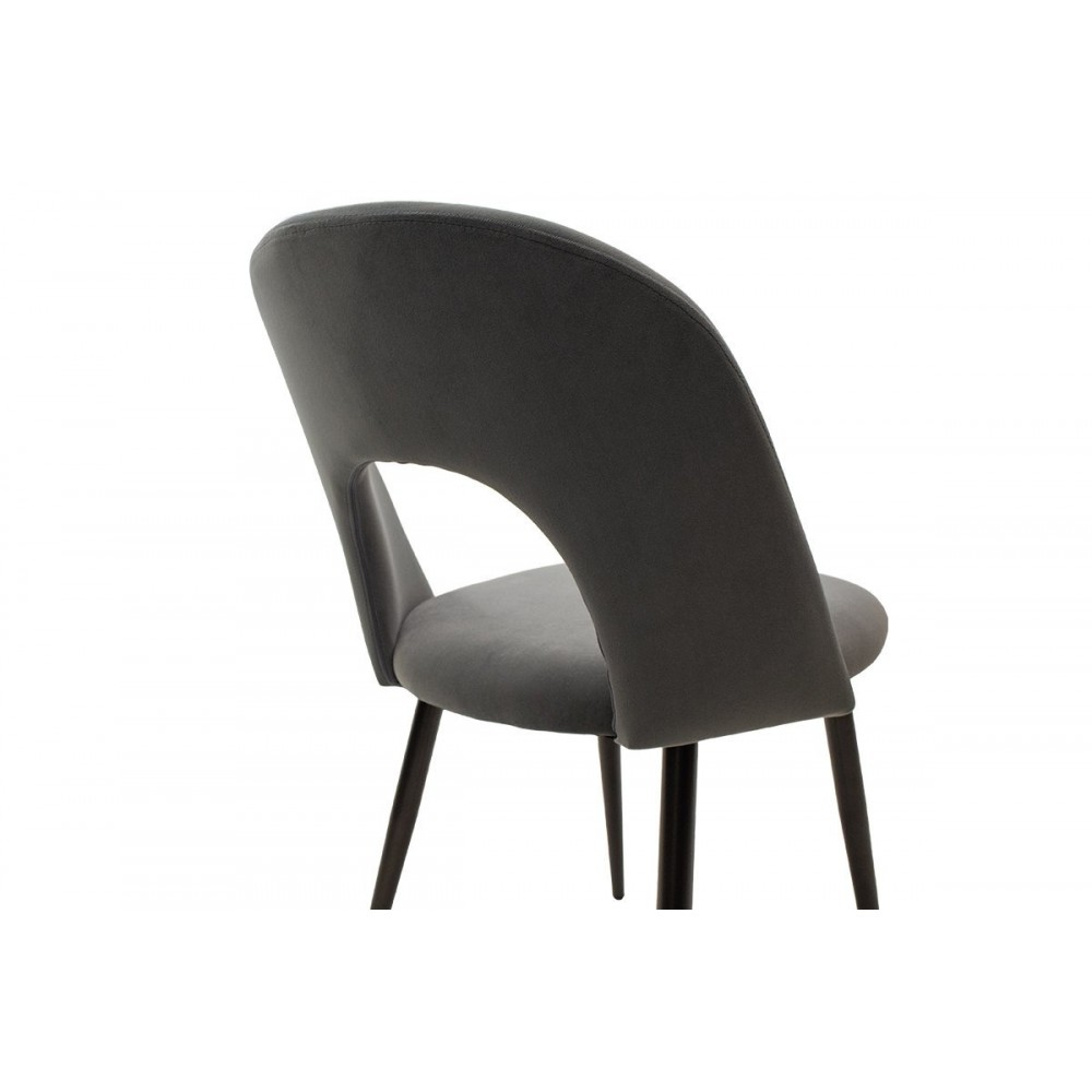 Καρέκλα "JONAH" από μέταλλο-βελούδο σε μαύρο-ανθρακί χρώμα 55x57x85