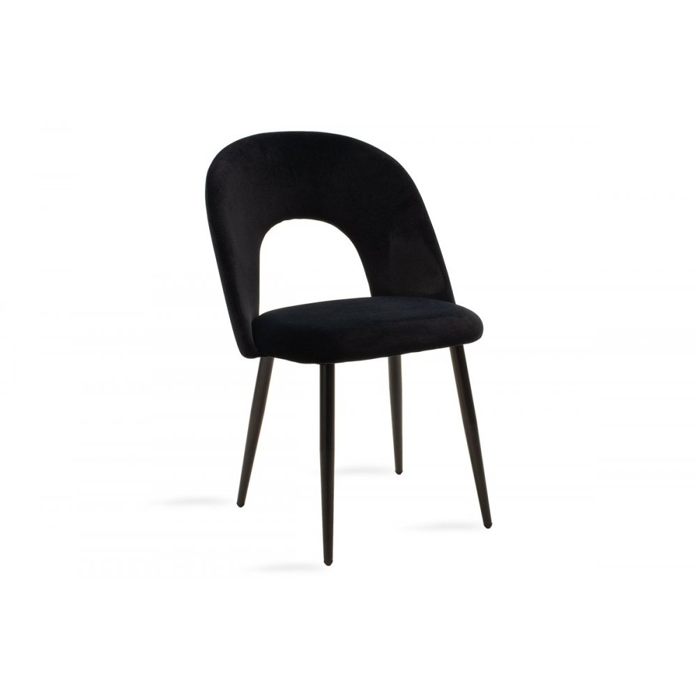 Καρέκλα "JONAH" από μέταλλο-βελούδο σε μαύρο χρώμα 55x57x85