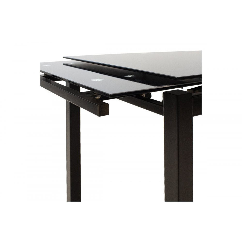 Τραπέζι επεκτεινόμενο "FINN" από γυαλί σε μαύρο χρώμα 110/170x70x75