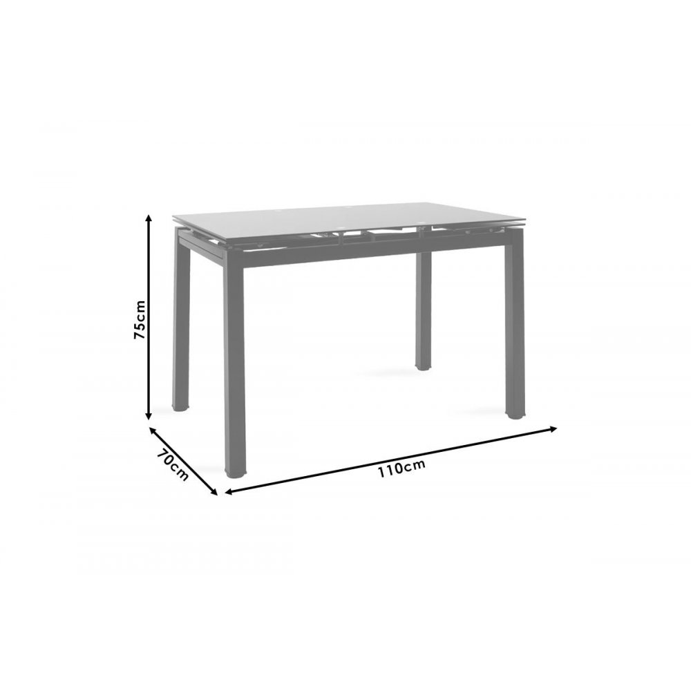 Τραπέζι επεκτεινόμενο "FINN" από γυαλί σε μαύρο χρώμα 110/170x70x75