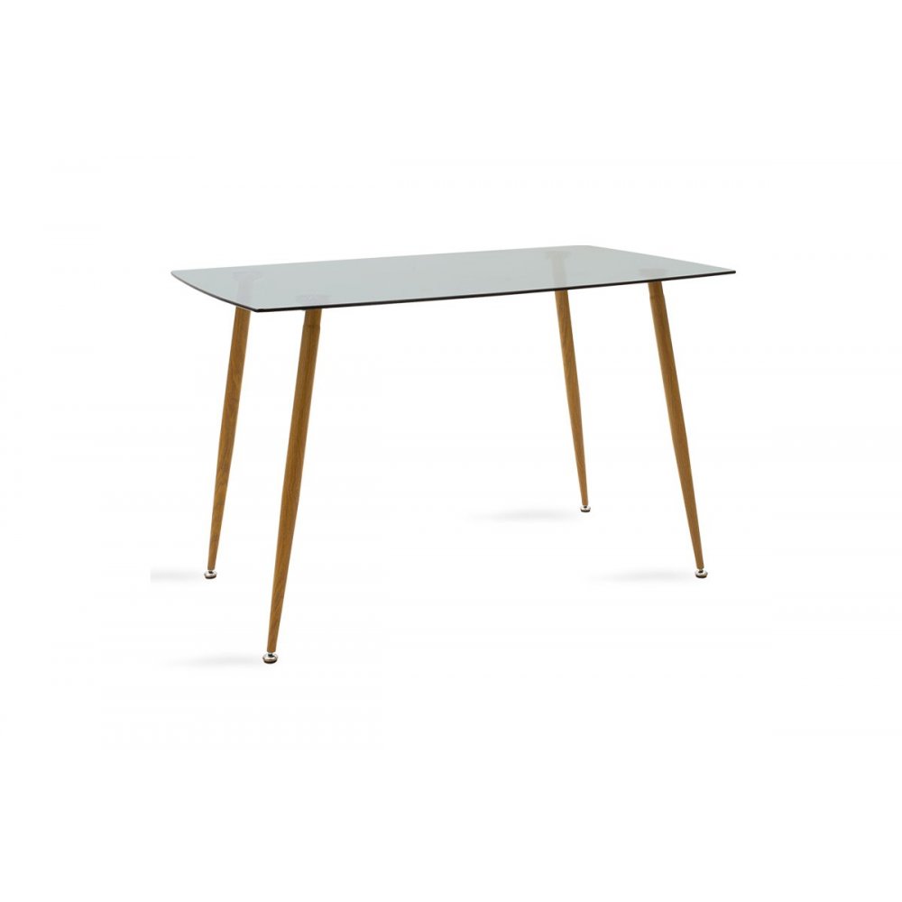 Τραπέζι "CHLOE" από γυαλί-μέταλλο σε ανθρακί-φυσικό χρώμα 120x70x75