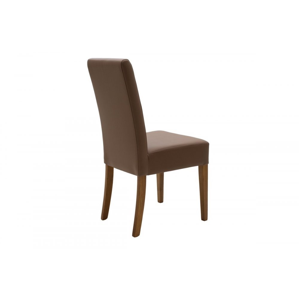 Καρέκλα "DITTA" από μασίφ-τεχνόδερμα σε καρυδί-καφέ χρώμα 45x58x96