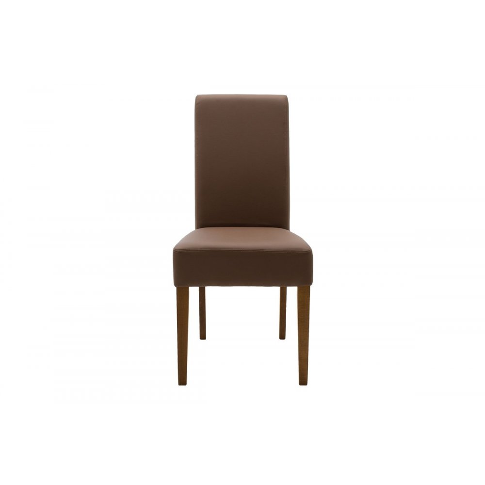 Καρέκλα "DITTA" από μασίφ-τεχνόδερμα σε καρυδί-καφέ χρώμα 45x58x96