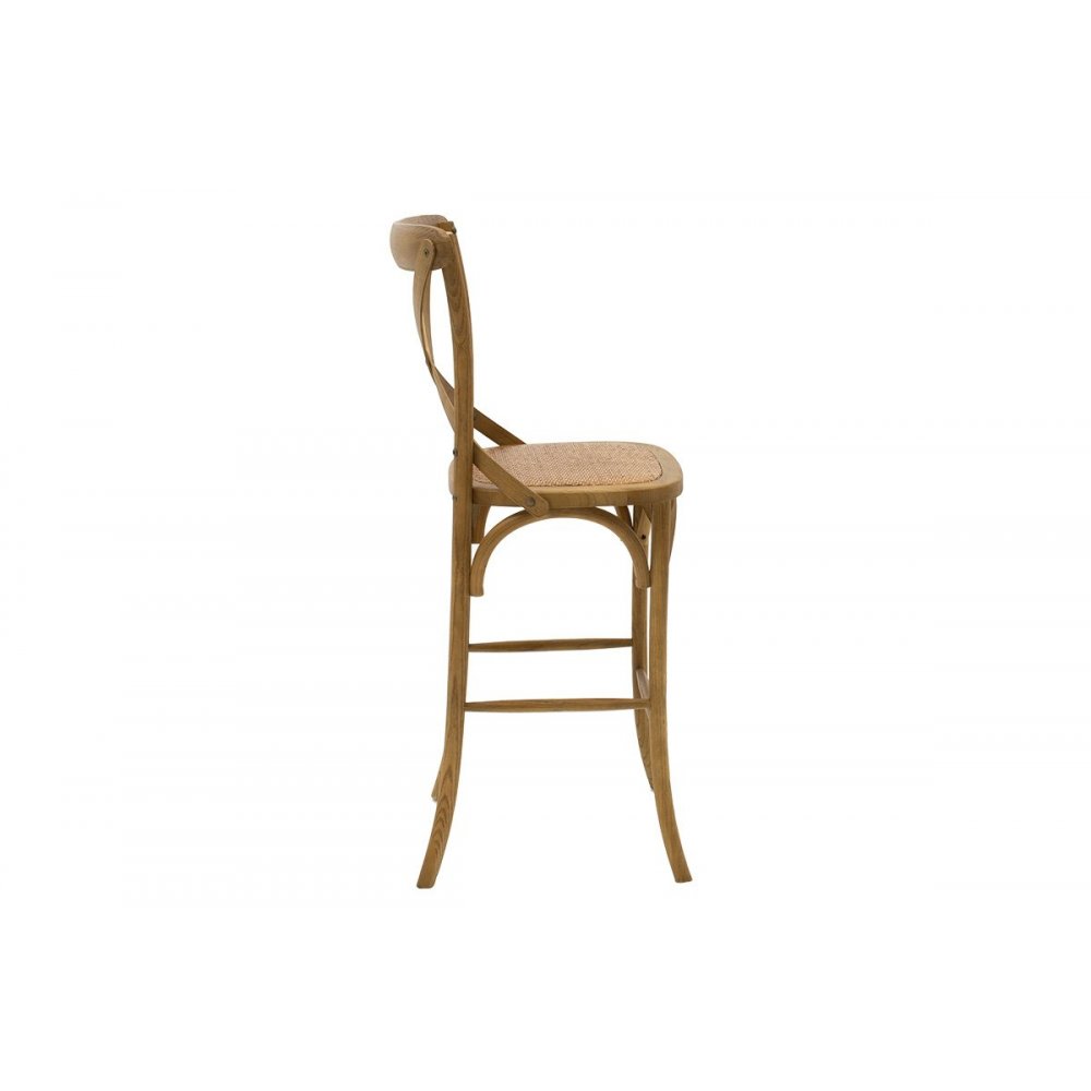 Σκαμπώ μπαρ "REID" από ξύλο-ραττάν σε ανοικτό καρυδί-καφέ χρώμα 45x52x116