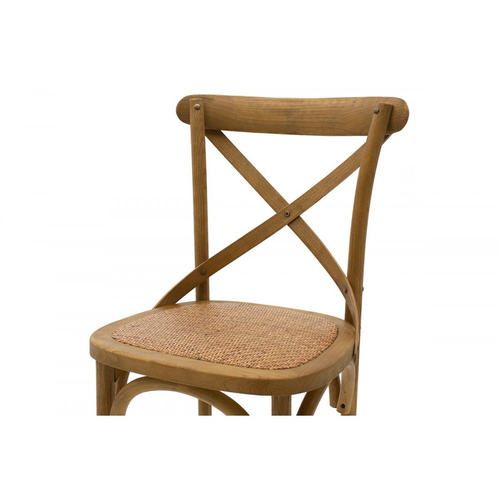 Σκαμπώ μπαρ "REID" από ξύλο-ραττάν σε ανοικτό καρυδί-καφέ χρώμα 45x52x116