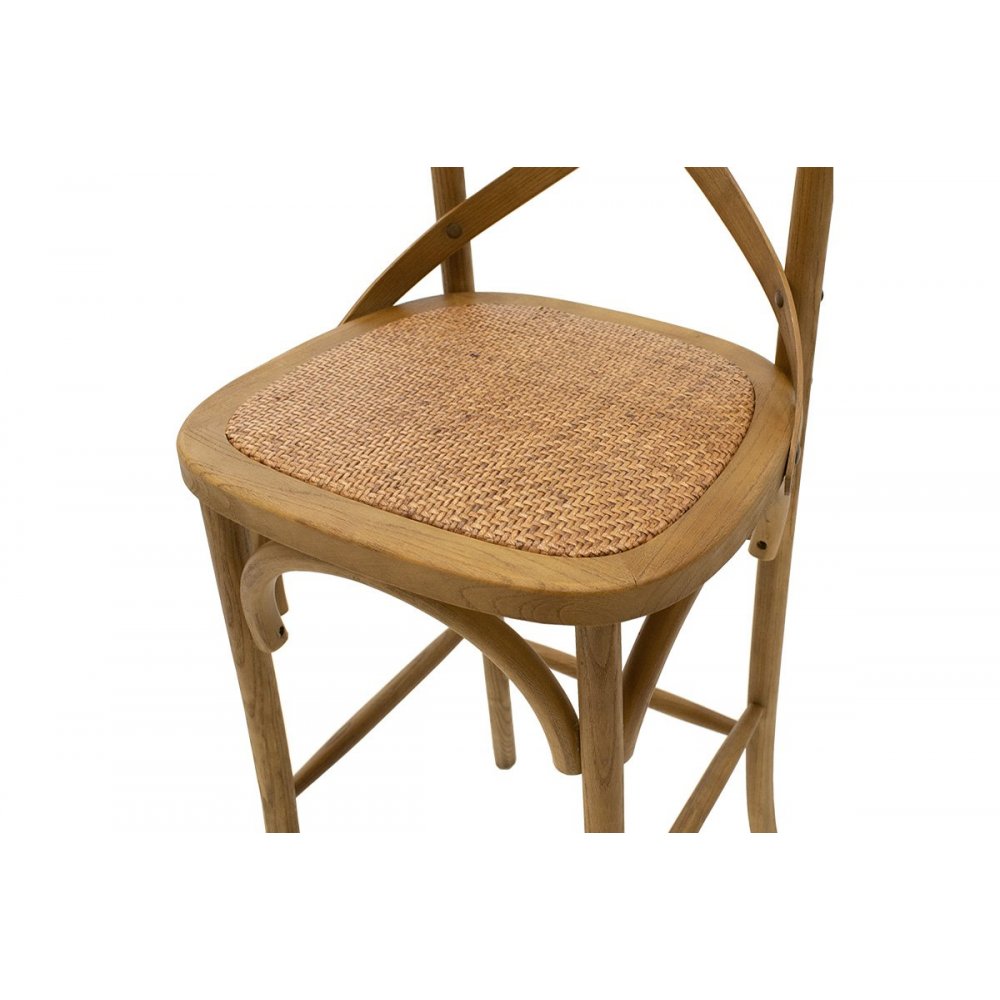 Σκαμπώ μπαρ "REID" από ξύλο-ραττάν σε ανοικτό καρυδί-καφέ χρώμα 45x52x116