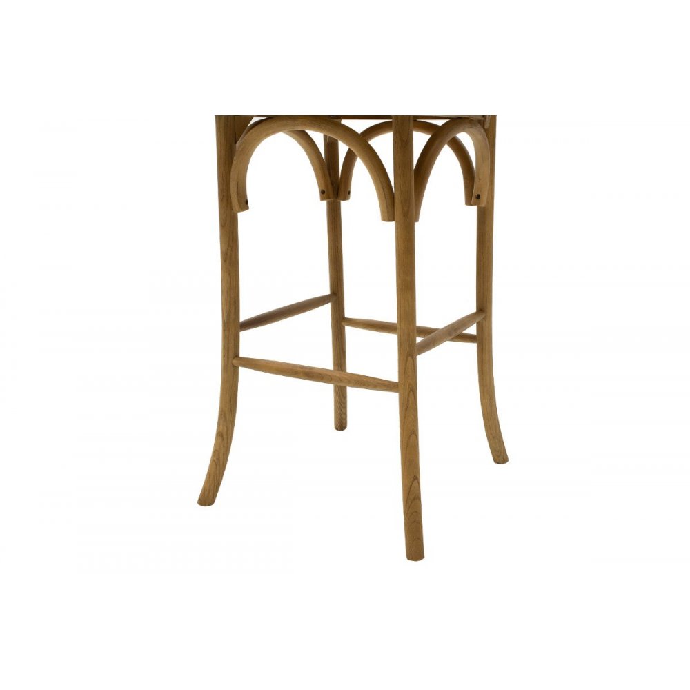 Σκαμπώ μπαρ "REID" από ξύλο-ραττάν σε ανοικτό καρυδί-καφέ χρώμα 45x52x116