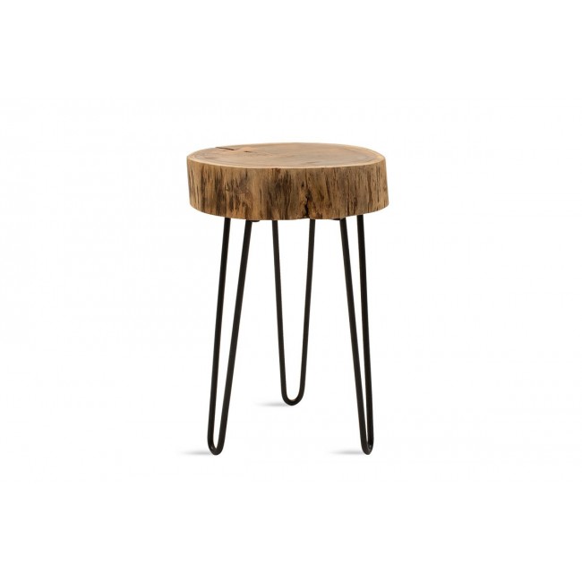 Βοηθητικό τραπέζι "TRIPP" από μασίφ ξύλο-μέταλλο σε καρυδί-μαύρο χρώμα32x30x47
