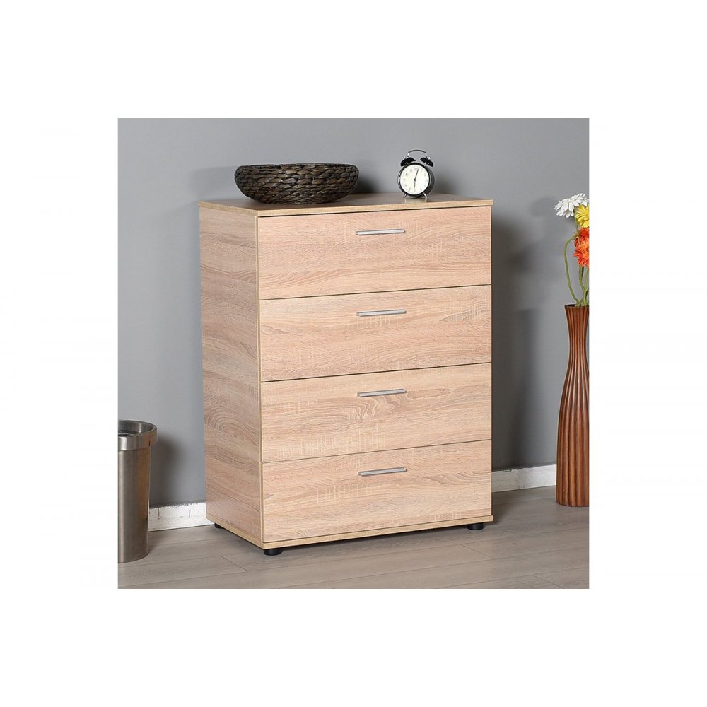 Συρταριέρα "NEW LINE" με 4 συρτάρια σε σονόμα χρώμα 73x44x96