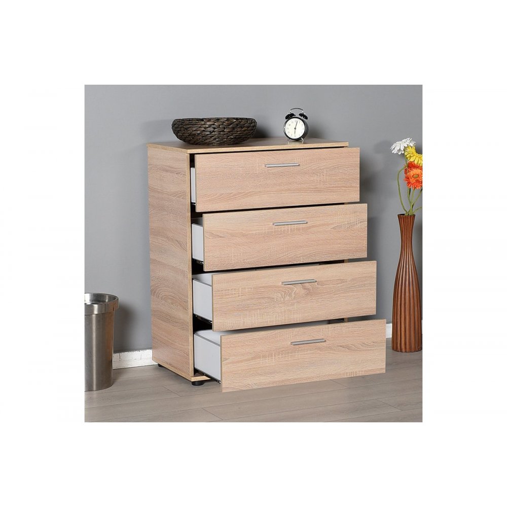 Συρταριέρα "NEW LINE" με 4 συρτάρια σε σονόμα χρώμα 73x44x96