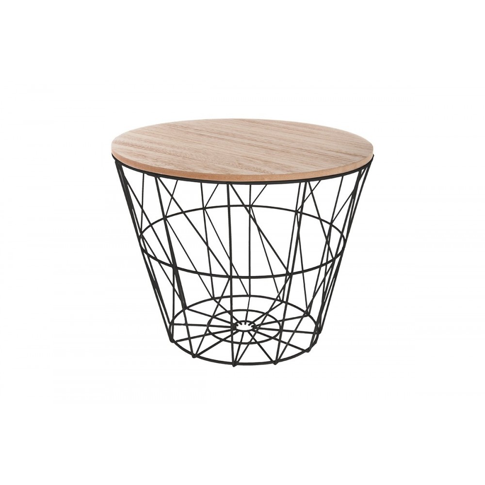 Βοηθητικό τραπέζι "JACOT" από MDF-μέταλλο σε δρυς-μαύρο χρώμα Φ38x30