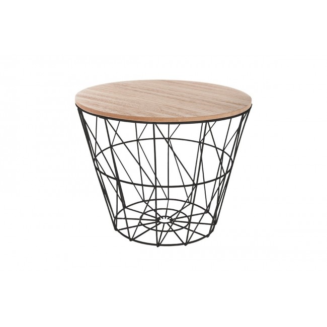 Βοηθητικό τραπέζι "JACOT" από MDF-μέταλλο σε δρυς-μαύρο χρώμα Φ38x30