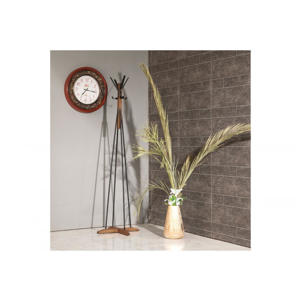 Καλόγερος "MYRA" από ξύλο/μέταλλό σε καρυδί/μαύρο χρώμα Φ40x160