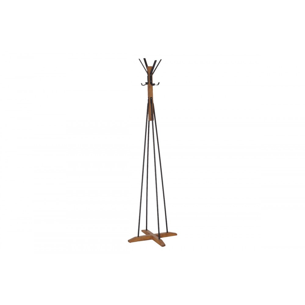 Καλόγερος "MYRA" από ξύλο/μέταλλό σε καρυδί/μαύρο χρώμα Φ40x160