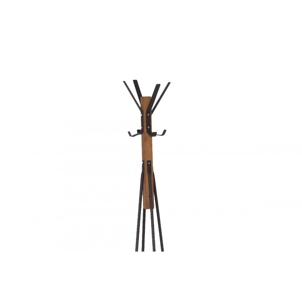 Καλόγερος "MYRA" από ξύλο/μέταλλό σε καρυδί/μαύρπο χρώμα Φ40x160