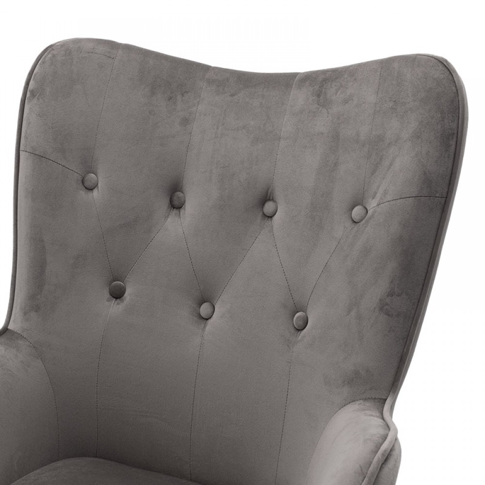 Πολυθρόνα διευθυντή "KIDO" από βελούδο σε χρώμα γκρι 64x72x100/110