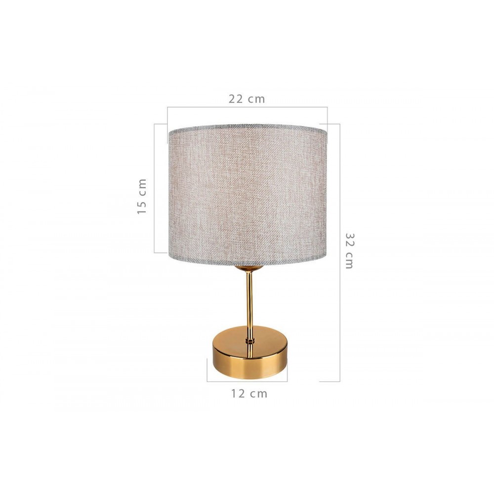Φωτιστικό επιτραπέζιο "PWL-0961" από μέταλλο/γυαλί/PVC σε μπεζ καφέ/χρυσό χρώμα Φ22x32 Ε27