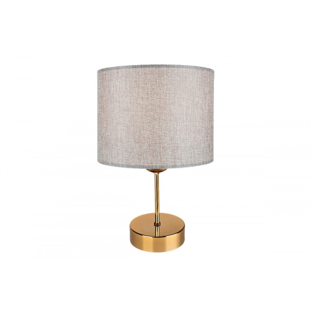 Φωτιστικό επιτραπέζιο "PWL-0961" από μέταλλο/γυαλί/PVC σε μπεζ καφέ/χρυσό χρώμα Φ22x32 Ε27