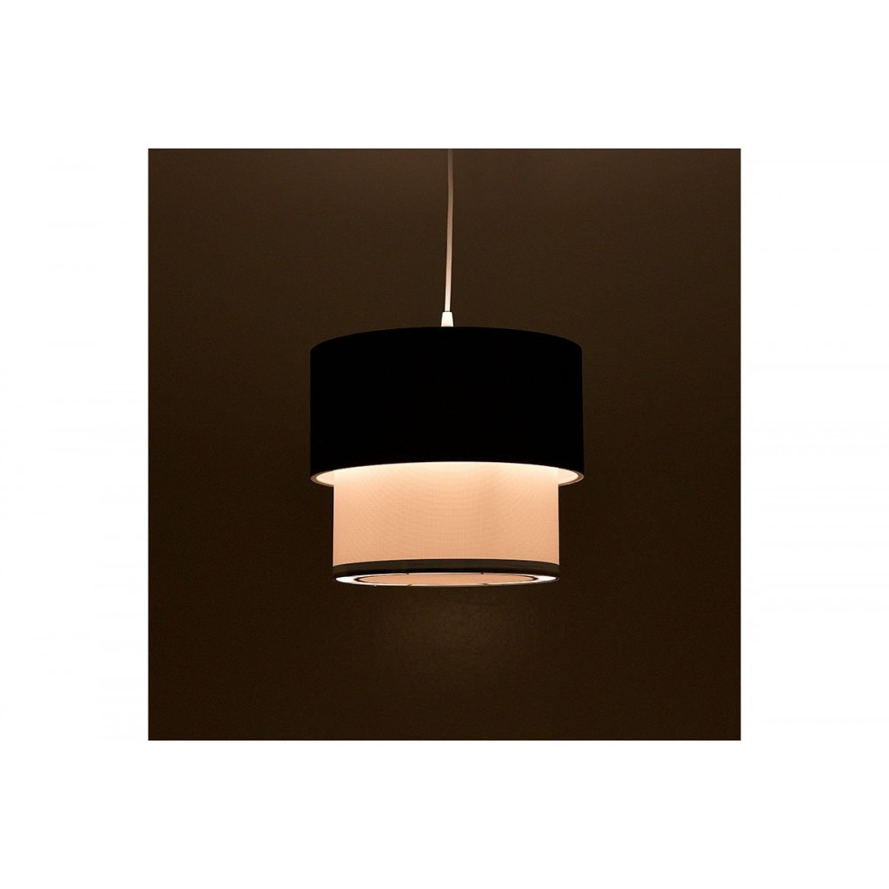 Φωτιστικό οροφής "PWL-0963" από ύφασμα/PVC σε άσπρο/μαύρο χρώμα Φ30x55 E27