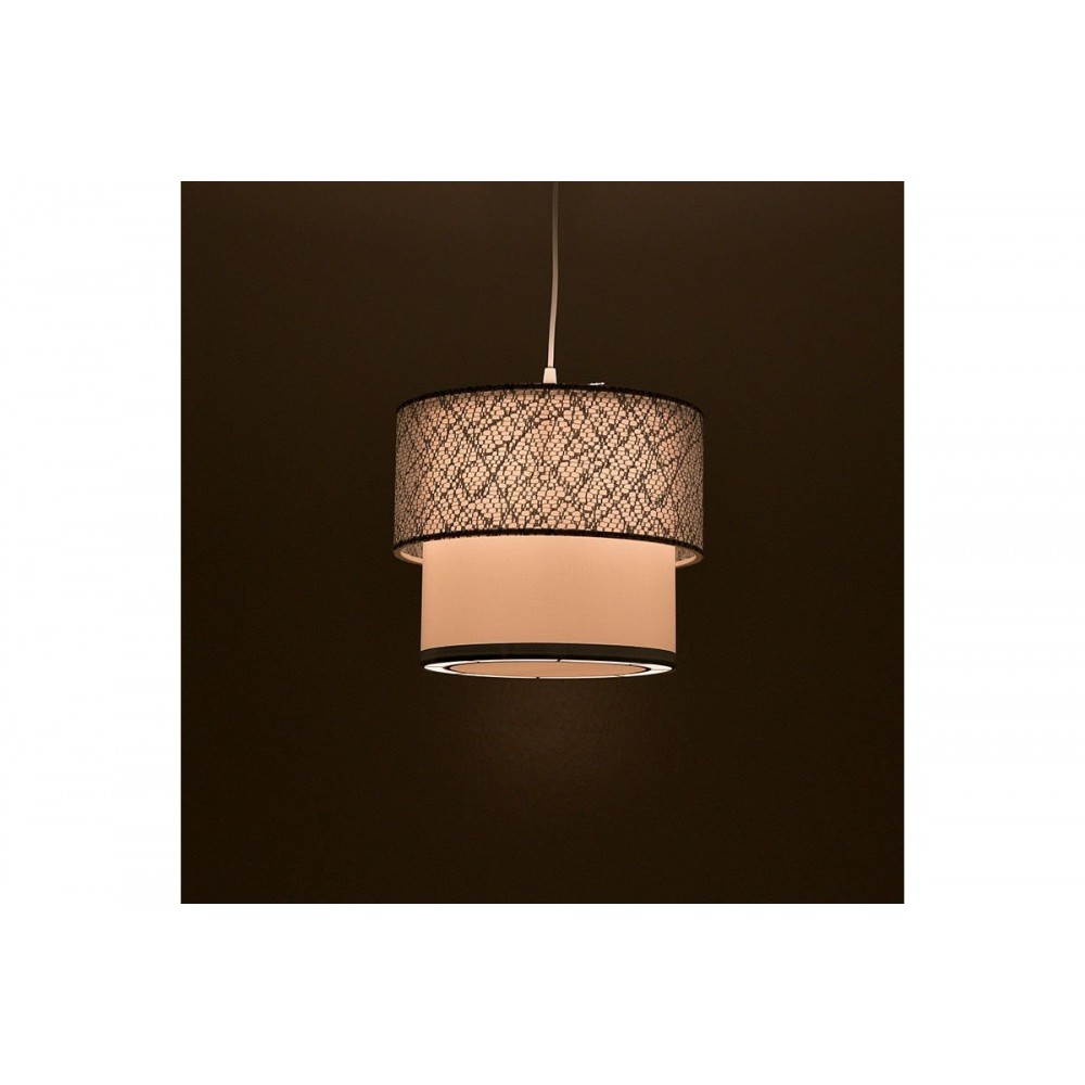 Φωτιστικό οροφής "PWL-0963" από ύφασμα/PVC σε ασημί/λευκό χρώμα Φ30x55 Ε27