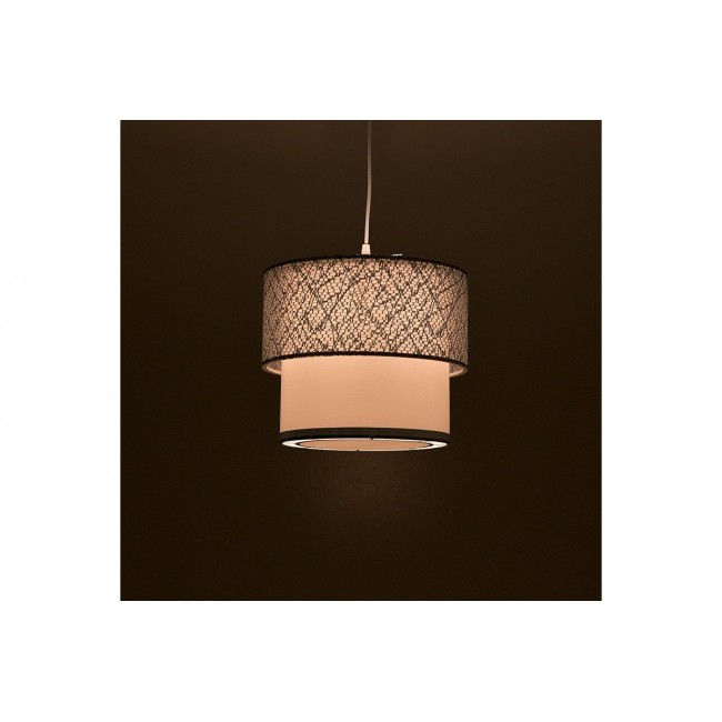 Φωτιστικό οροφής "PWL-0963" από ύφασμα/PVC σε ασημί/λευκό χρώμα Φ30x55 Ε27