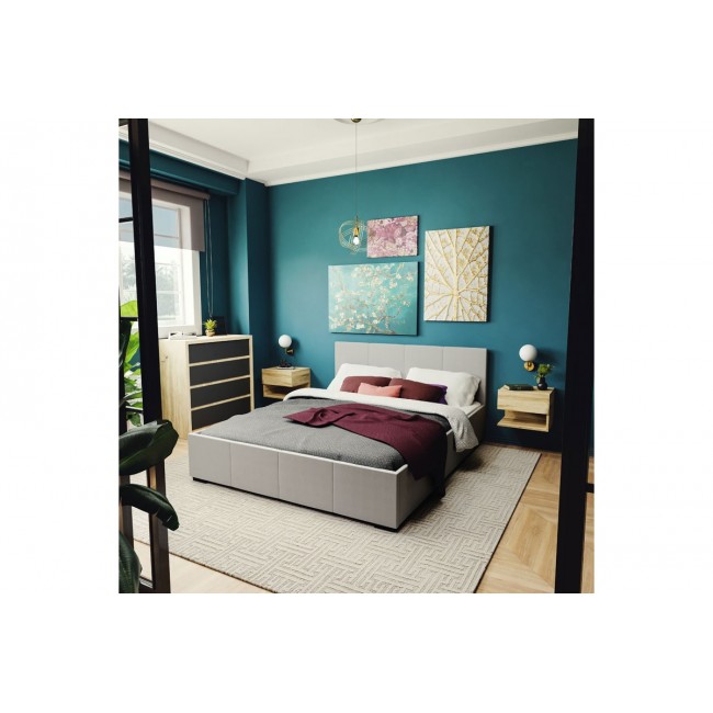Κρεβάτι ''NΟRSE'' με αποθηκευτικό χώρο διπλό από ύφασμα σε χρώμα γκρι για στρώμα 160x200