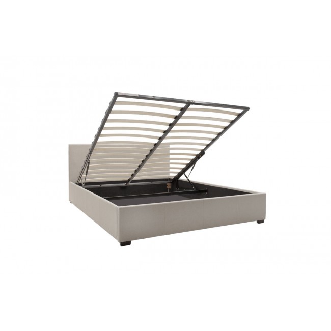 Κρεβάτι "NORSE" διπλό με αποθηκευτικό χώρο από ύφασμα σε μπεζ χρώμα 167x211x86