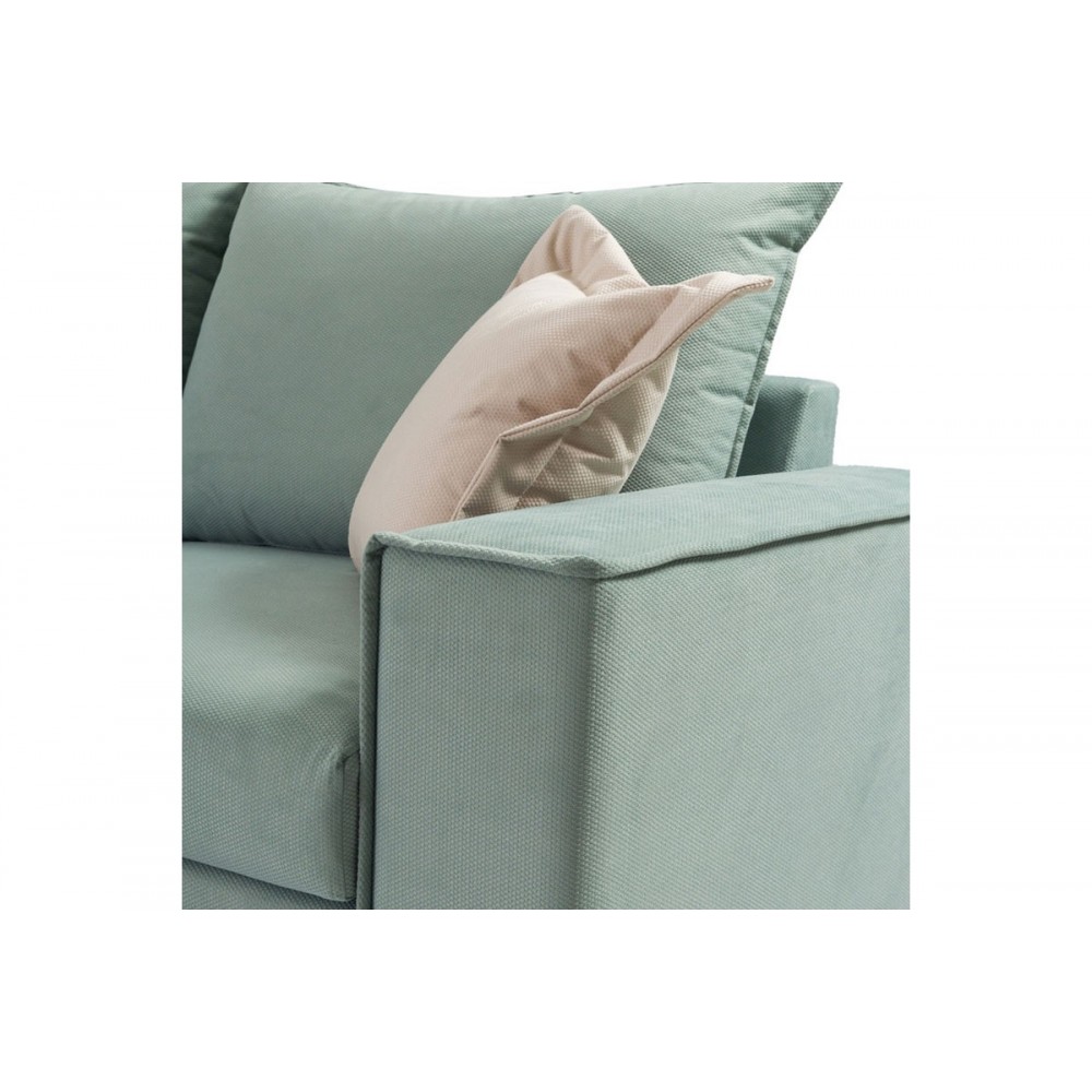 Γωνιακός καναπές "ROMANTIC" με δεξιά γωνία από ύφασμα σε σιέλ-κρεμ χρώμα 290x235x95