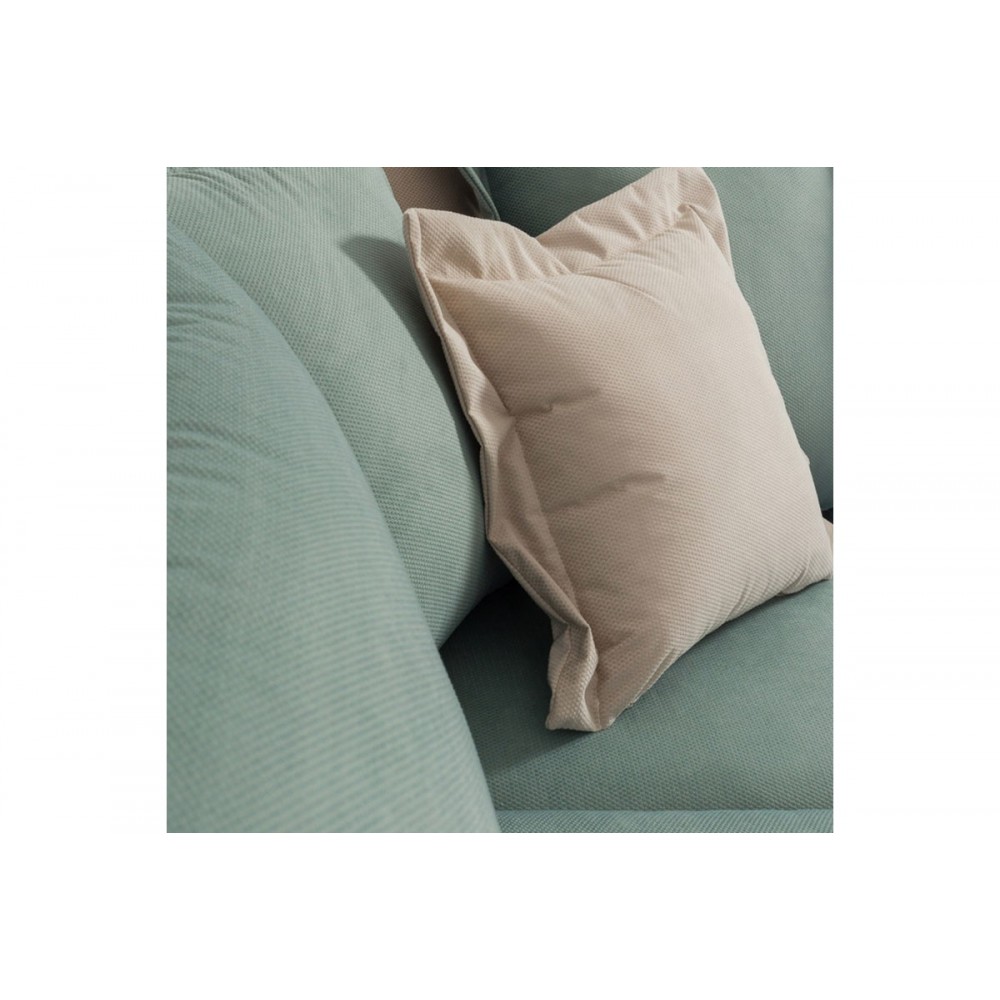 Γωνιακός καναπές "ROMANTIC" με δεξιά γωνία από ύφασμα σε σιέλ-κρεμ χρώμα 290x235x95