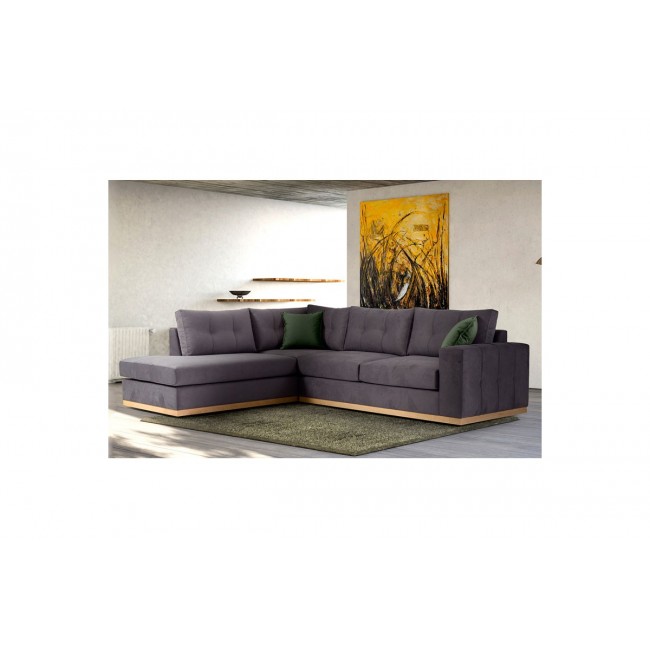 Γωνιακός καναπές "BOSTON" με δεξιά γωνία από ύφασμα σε ανθρακί-κυπαρισσί χρώμα 280x225x90