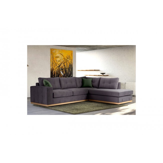 Γωνιακός καναπές "BOSTON" με αριστερή γωνία από ύφασμα σε ανθρακί-κυπαρισσί χρώμα 280x225x90