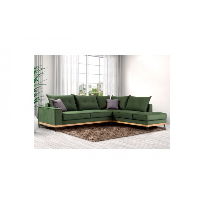Γωνιακός καναπές "LUXURY II" με αριστερή γωνία από ύφασμα σε κυπαρισσί-ανθρακί χρώμα 290x235x95