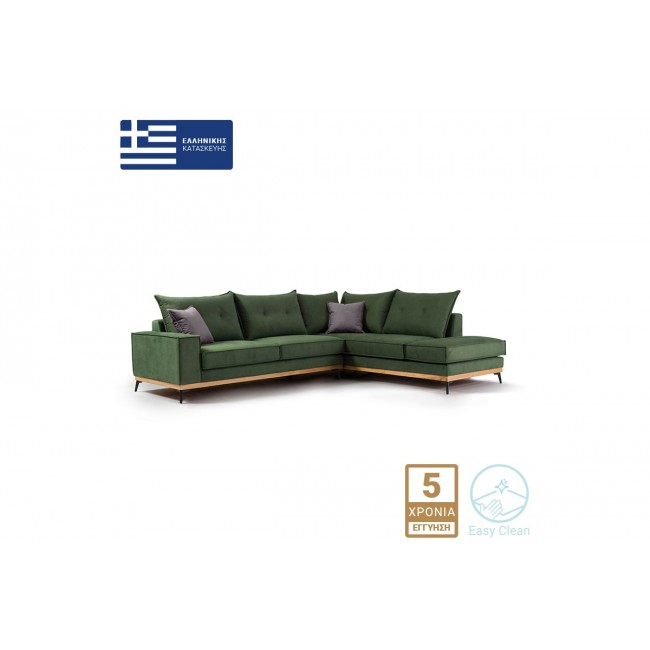 Γωνιακός καναπές "LUXURY II" με αριστερή γωνία από ύφασμα σε κυπαρισσί-ανθρακί χρώμα 290x235x95