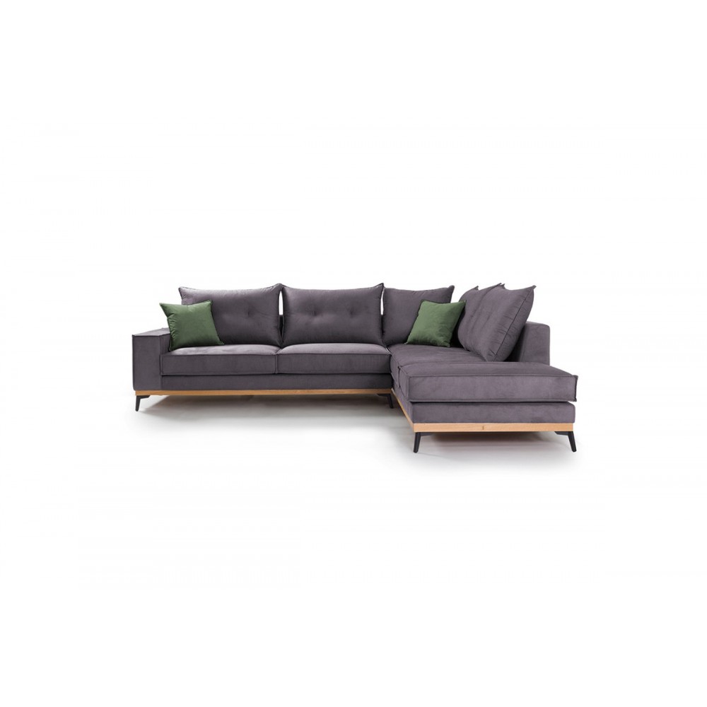 Γωνιακός καναπές "LUXURY II" με αριστερή γωνία από ύφασμα σε ανθρακί-κυπαρισσί χρώμα 290x235x95
