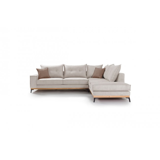 Γωνιακός καναπές "LUXURY II" με αριστερή γωνία από ύφασμα σε κρεμ-μόκα χρώμα 290x235x95