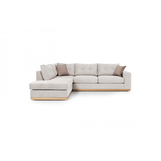 Γωνιακός καναπές "BOSTON" με δεξιά γωνία από ύφασμα σε κρεμ-μόκα χρώμα 280x225x90