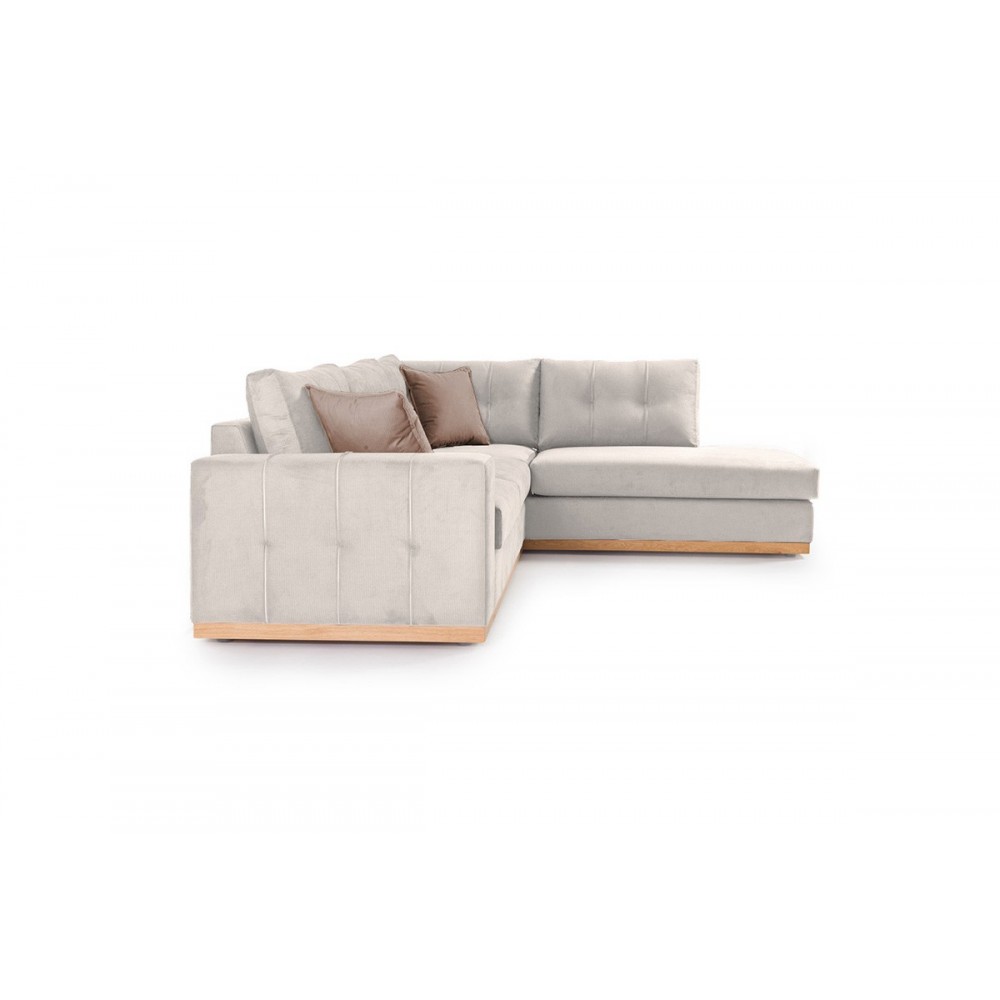 Γωνιακός καναπές "BOSTON" με αριστερή γωνία από ύφασμα σε κρεμ-μόκα χρώμα 280x225x90
