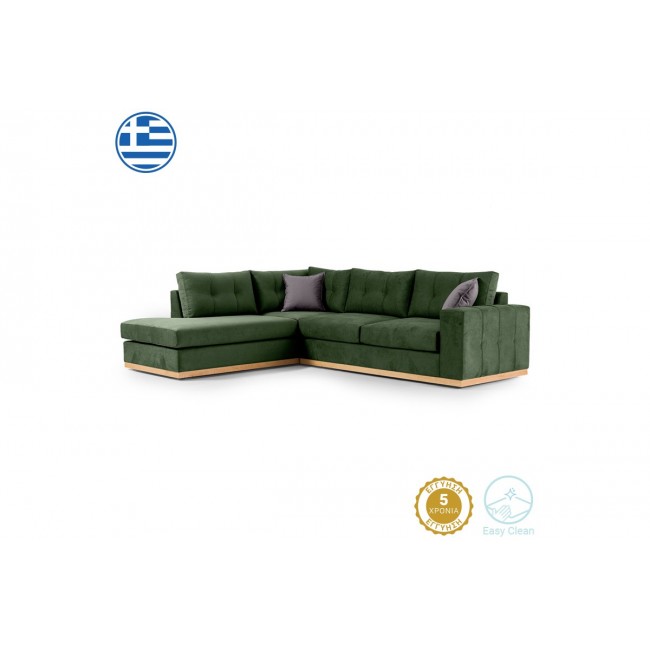 Γωνιακός καναπές "BOSTON" με δεξιά γωνία από ύφασμα σε κυπαρισσί-ανθρακί χρώμα 280x225x90